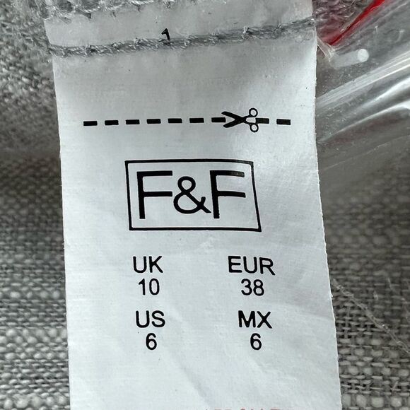 F&F Linen Blend Open Front Oversized Tab Sleeve Grey Marled Cardigan Blazer SZ 6 - Picture 8 of 13